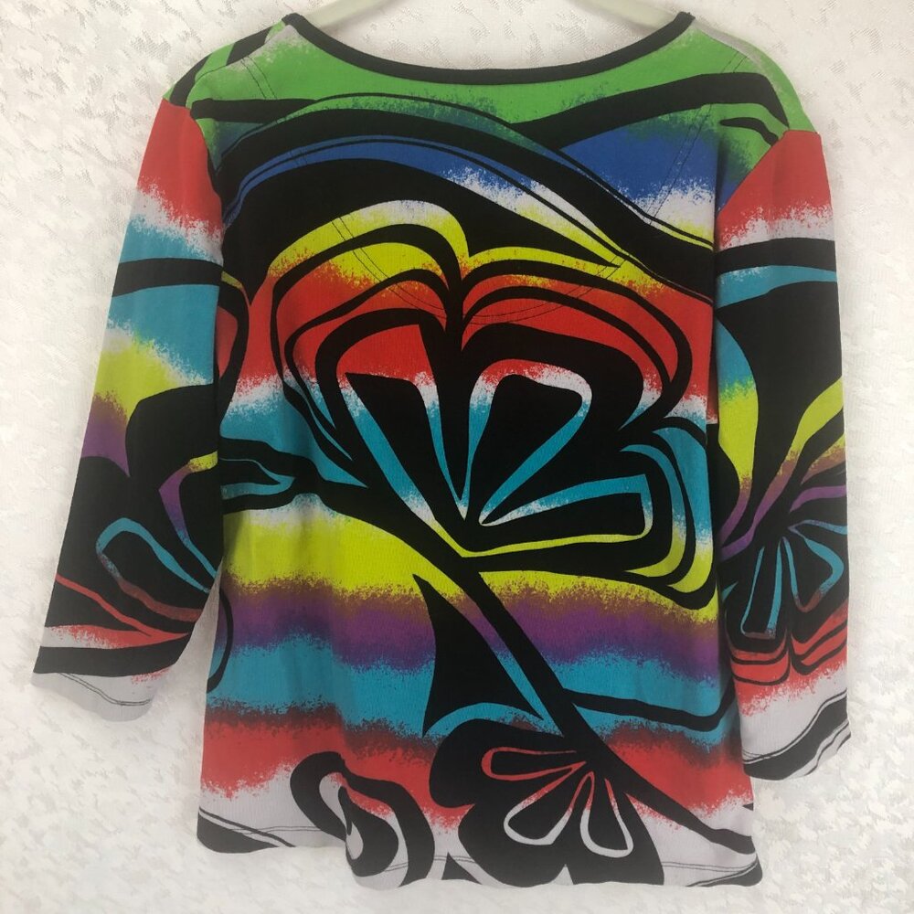 Multiples Modern Beaded Multicolor Design Pullove… - image 2